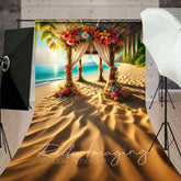 Aperturee - Aperturee Hawaii Beach Floral Gazeb Summer Sweep Photo Backdrop